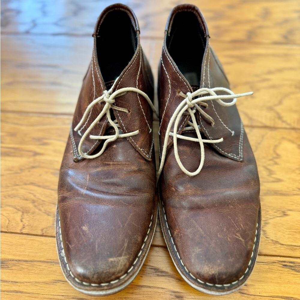 STEVE MADDEN Harken Brown Leather Chukka Boots Men's 10 Distressed Lace Up Shoes - Picture 4 of 15